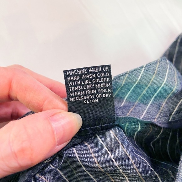 Larry Levine cotton linen grey white pinstripe capri pants 16 - Picture 5 of 8